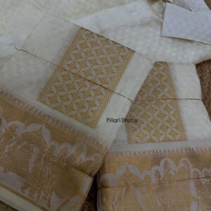 Exclusive Premium designer Halfwhite Pallaku Border  dhoti set