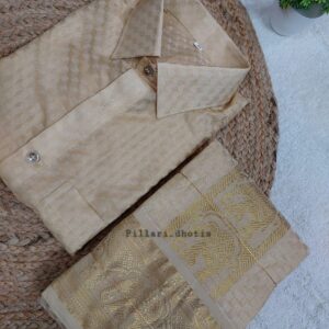 Exclusive Premium Diamond designer Gold Elephant Border  dhoti set