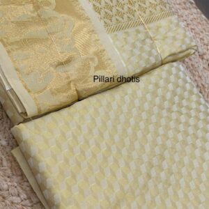 Exclusive Premium Diamond designer DarkGold Pallaku Border  dhoti set