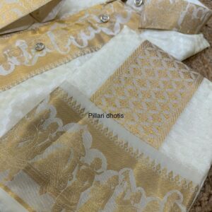 Exclusive Premium Diamond designer Halfwhite Pallaku Border Customized Velcro dhoti set